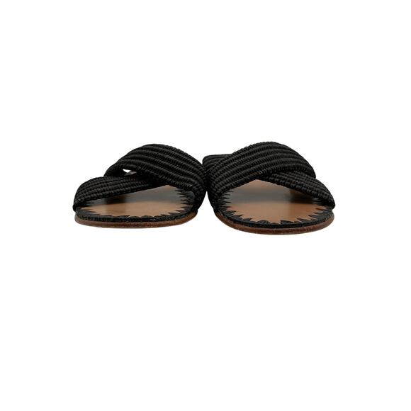 Jenni Kayne 'Raffia' Black Leather Crossover Sandal Size 8 - Picture 5 of 6